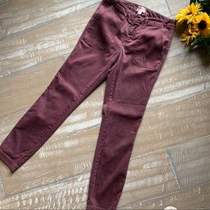 J. Crew burgundy skinny cargo pants size 25